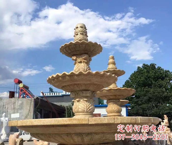 南阳晚霞红多层喷泉石雕