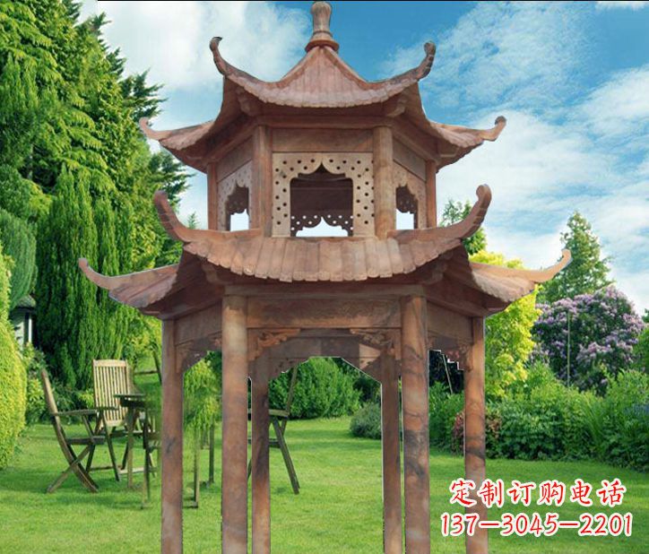 南阳晚霞红公园建筑凉亭