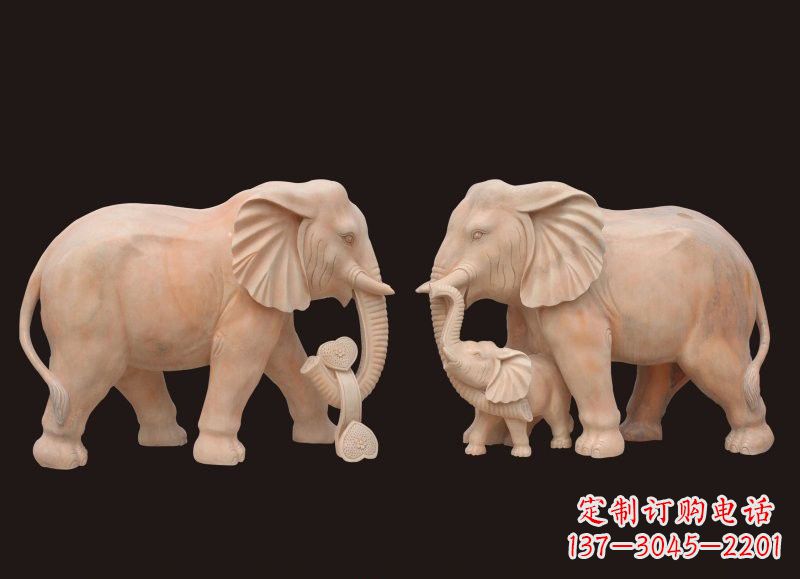 南阳晚霞红母子大象雕塑
