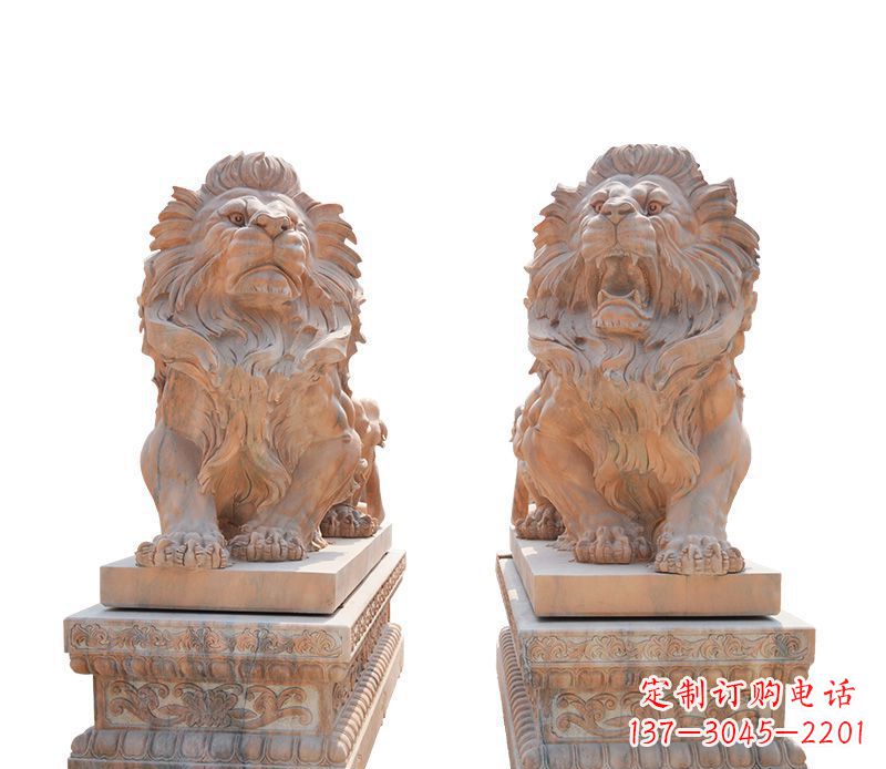 南阳晚霞红欧式狮子雕塑