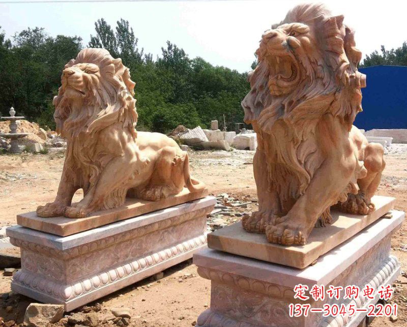 南阳晚霞红欧式狮子雕塑222