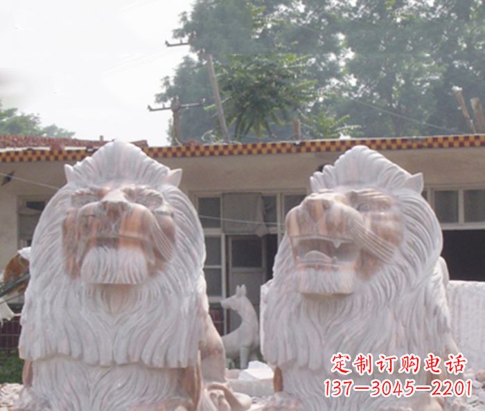 南阳晚霞红欧式石雕狮子
