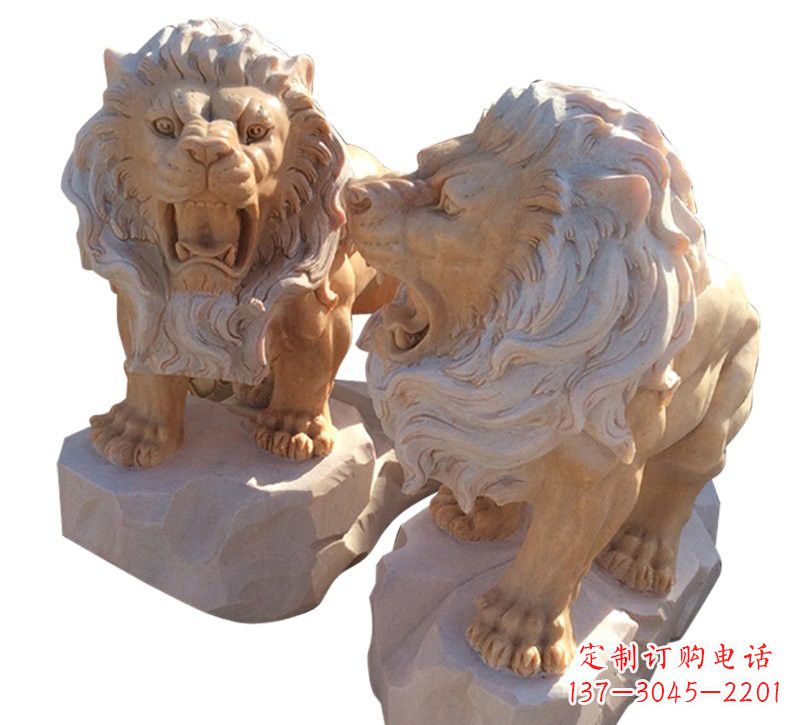 南阳晚霞红欧式西洋狮子雕塑