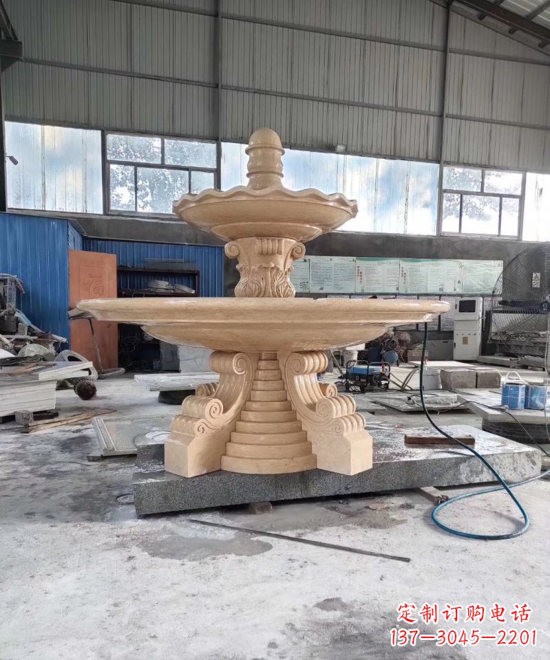 南阳晚霞红喷泉石雕广场景观雕塑
