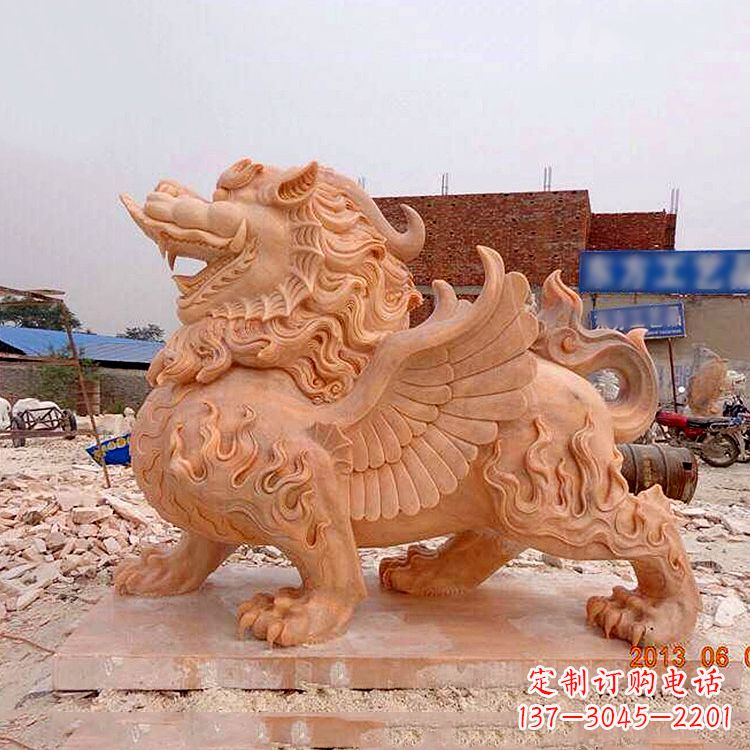 南阳晚霞红貔貅雕塑