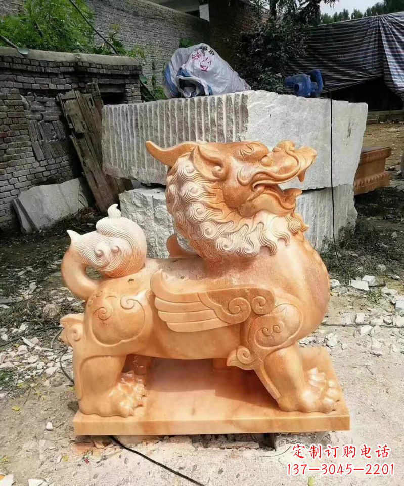 南阳晚霞红貔貅雕塑1