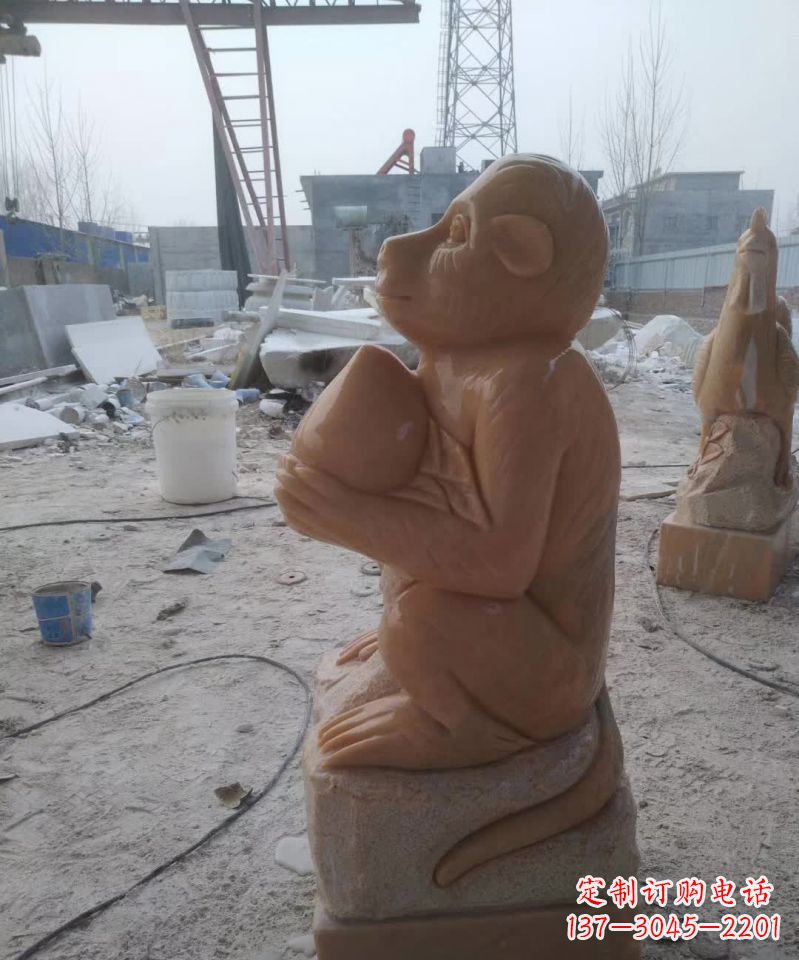 南阳晚霞红十二生肖动物石雕