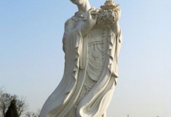 南阳古典美女雕塑——十二花神之四月牡丹杨玉环汉白玉
