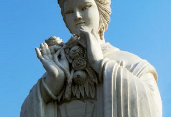 南阳石榴之美——十二花神之五月石榴李氏汉白玉古代美女雕像