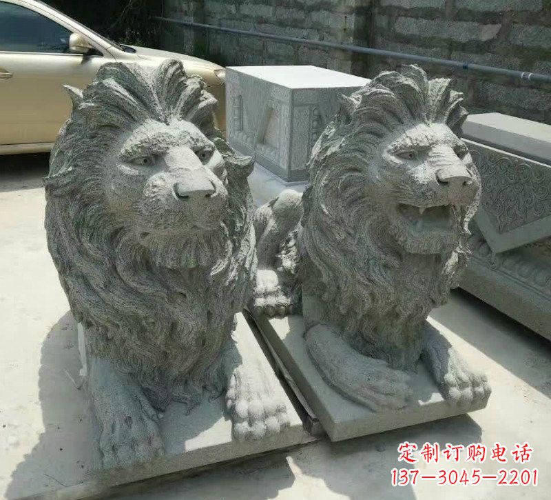 南阳卧式狮子石雕