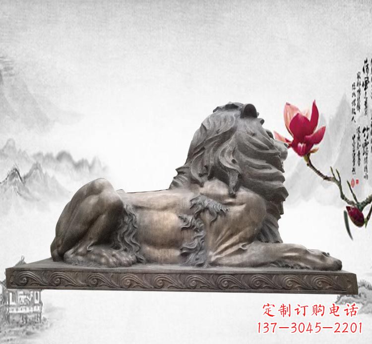 南阳卧着的西洋狮子铜雕