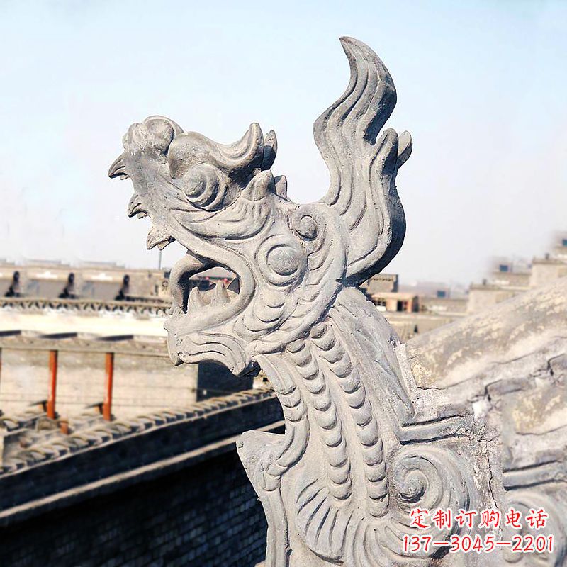 南阳屋脊鸱尾螭吻雕塑-古建装饰神兽动物雕塑