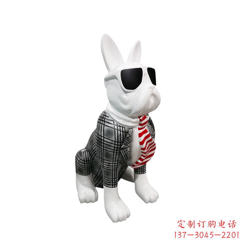 南阳系领带戴墨镜的狗雕塑,商场超市美陈斗牛犬摆件