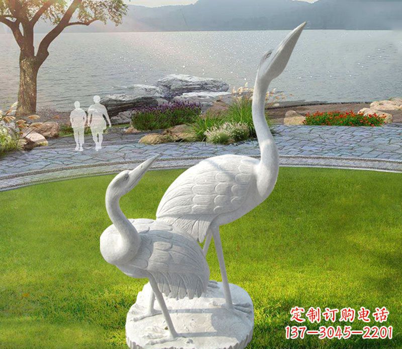 南阳仙鹤石雕公园动物雕塑