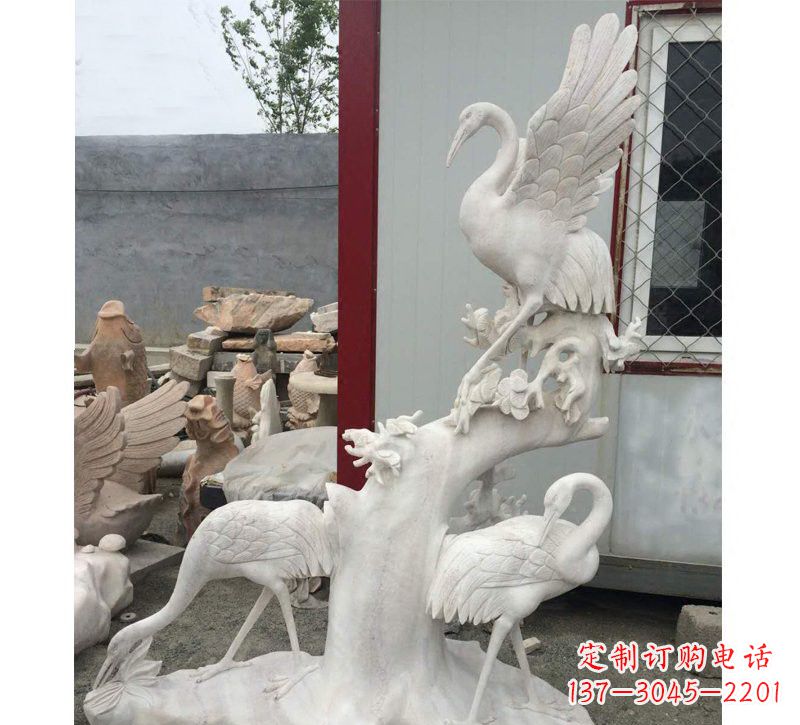 南阳仙鹤松树石雕