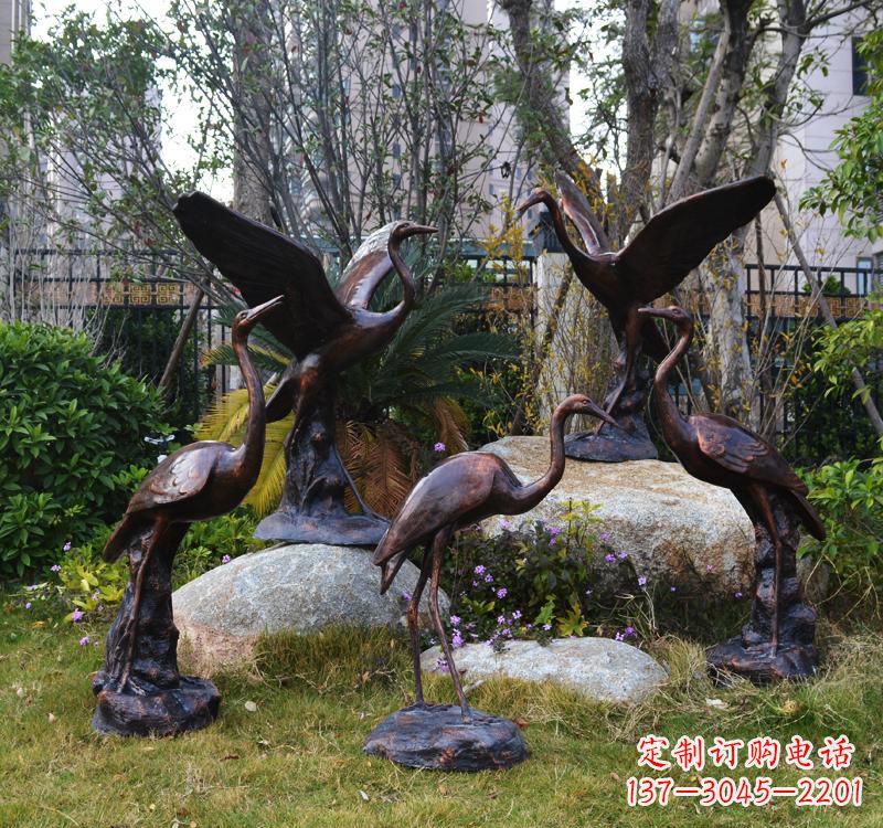 南阳仙鹤铜雕塑 (2)