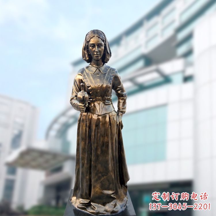 南阳现代护理教育奠基人南丁格尔玻璃钢仿铜雕像