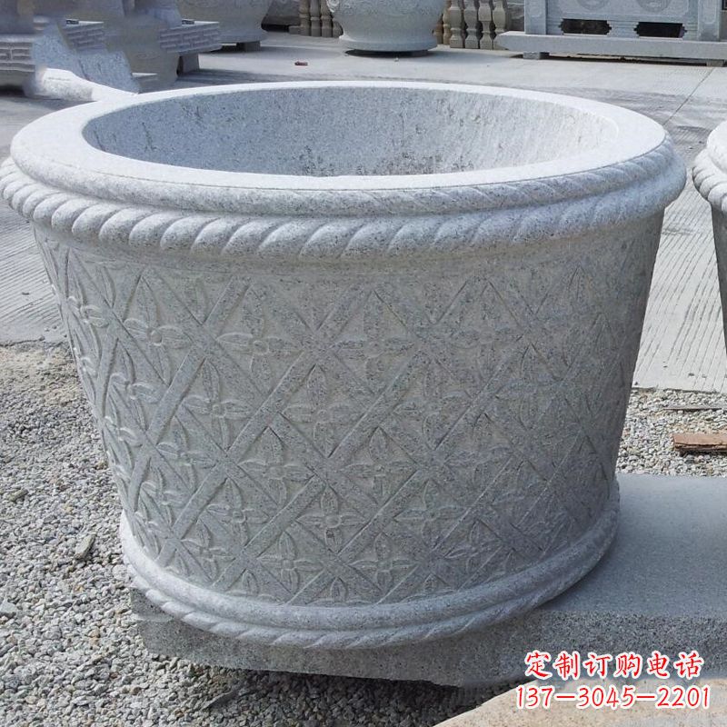 南阳现代石雕花盆雕塑