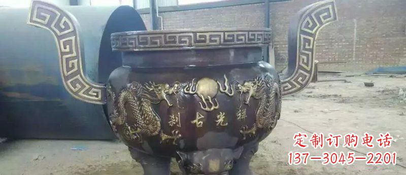 南阳祥光古刹寺庙香炉铜雕