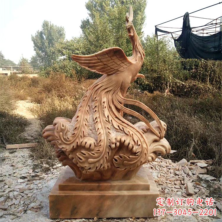 南阳祥瑞凤凰晚霞红石雕