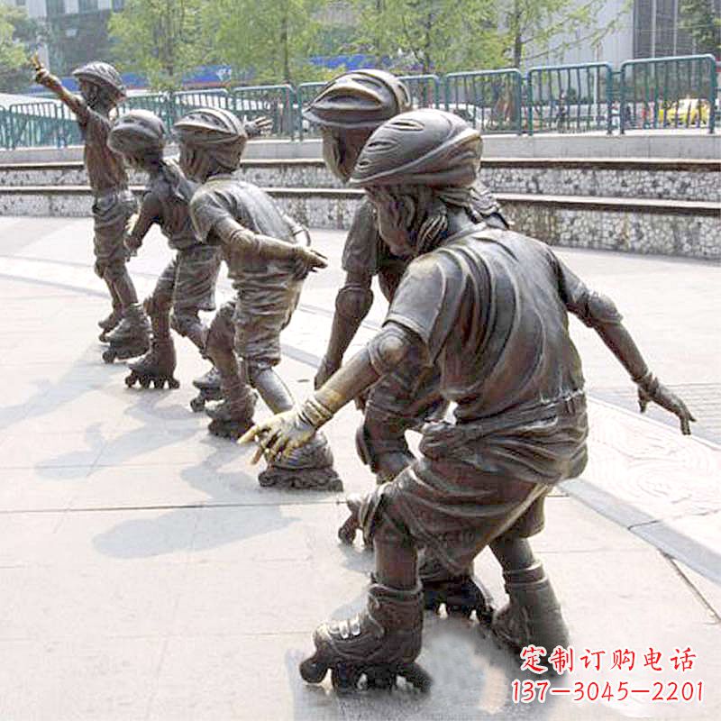 南阳小孩滑旱冰广场运动主题雕塑