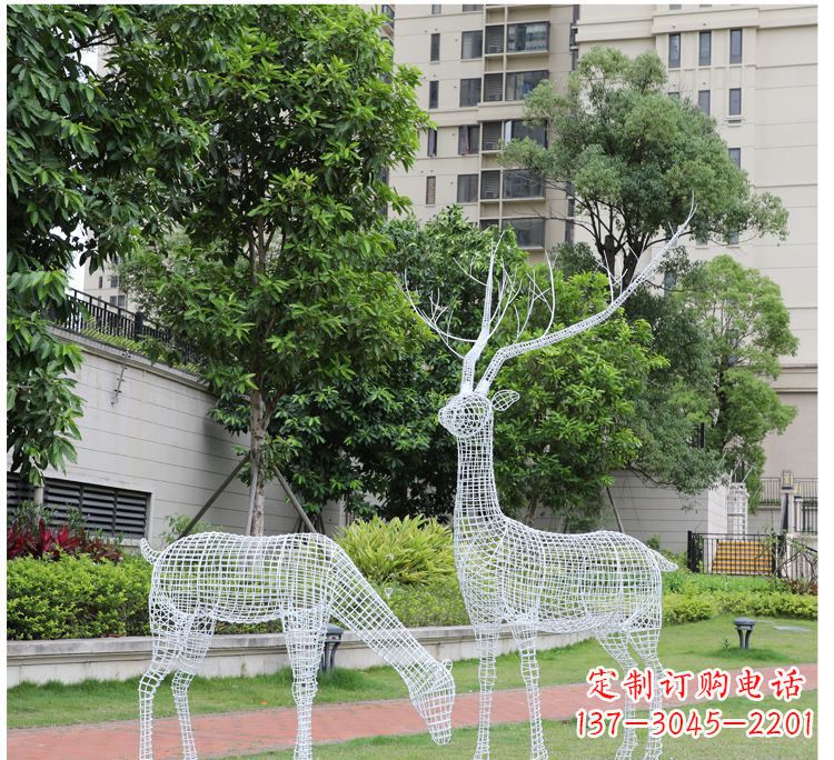 南阳小区不锈钢镂空梅花鹿鹿雕塑