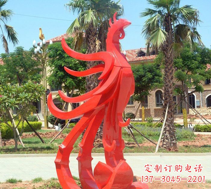 南阳小区抽象不锈钢凤凰雕塑