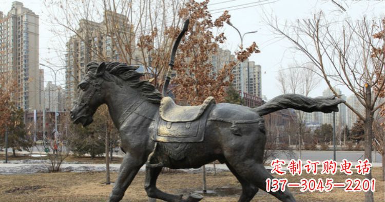 南阳小区动物奔跑的马铜雕