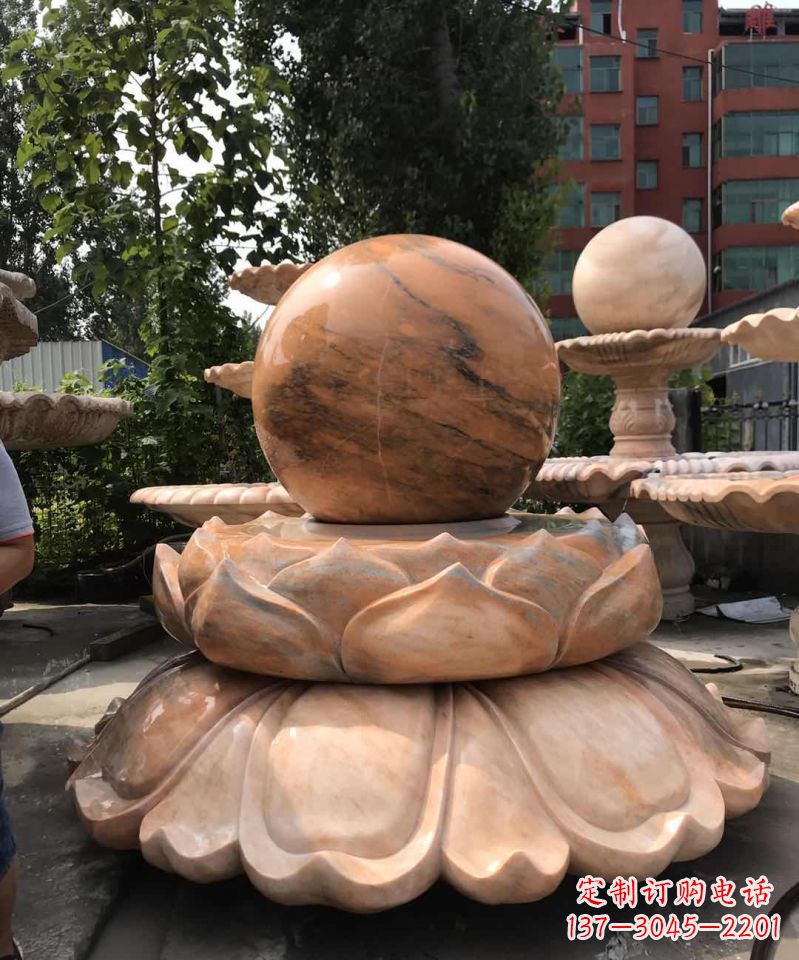 南阳小区公园莲花风水球石雕