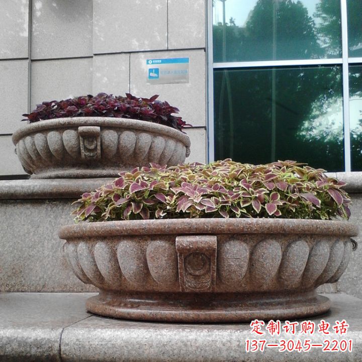 南阳小区花岗岩石雕花盆