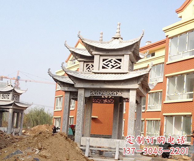 南阳小区景观大理石凉亭石雕