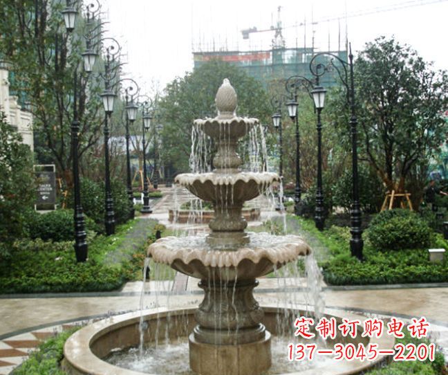 南阳小区景观大理石喷泉石雕 (4)