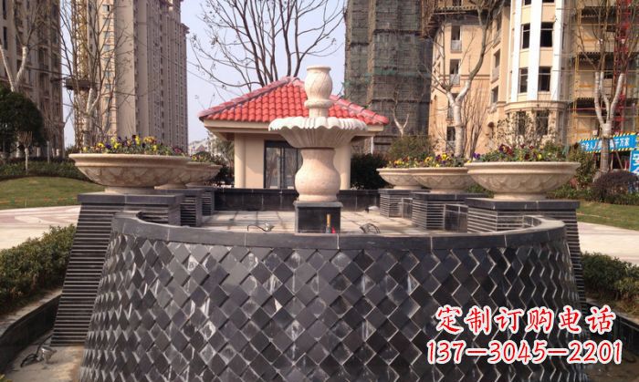 南阳小区景观大理石喷泉石雕 (3)