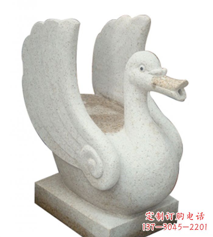 南阳小区景观大理石天鹅喷泉石雕 (2)
