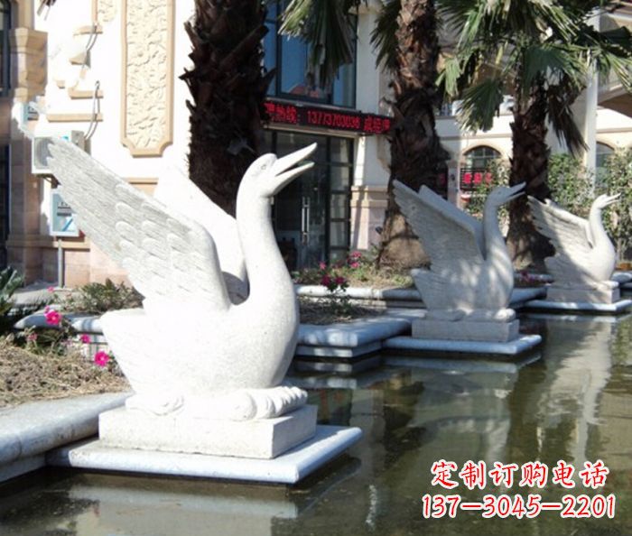 南阳小区景观大理石天鹅喷泉石雕