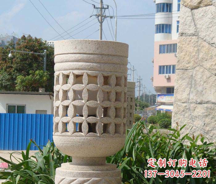 南阳小区景观镂空石灯石雕