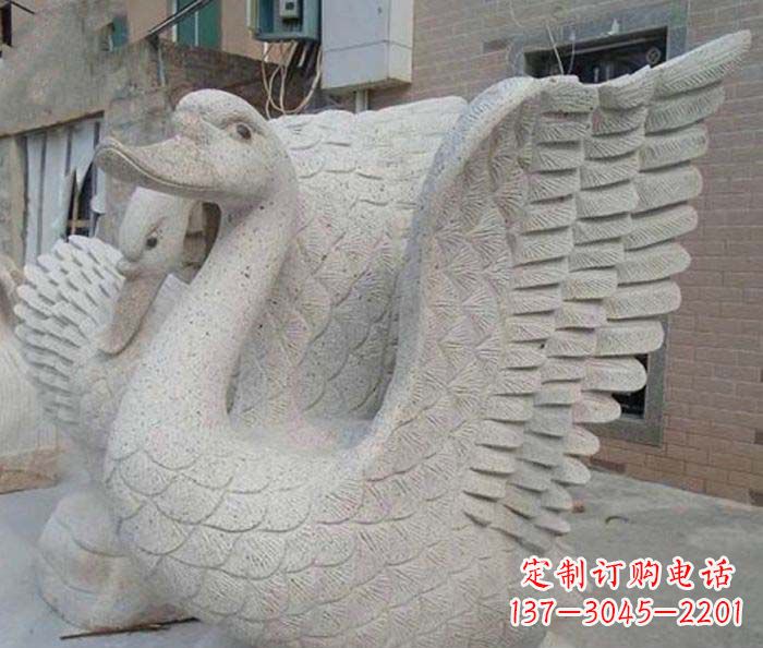 南阳小区景观天鹅石雕喷泉