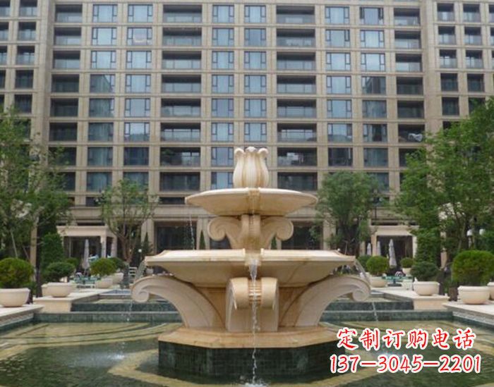 南阳小区景观晚霞红喷泉石雕 (2)