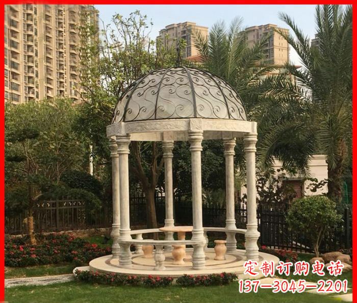 南阳小区欧式圆顶凉亭石雕 (2)