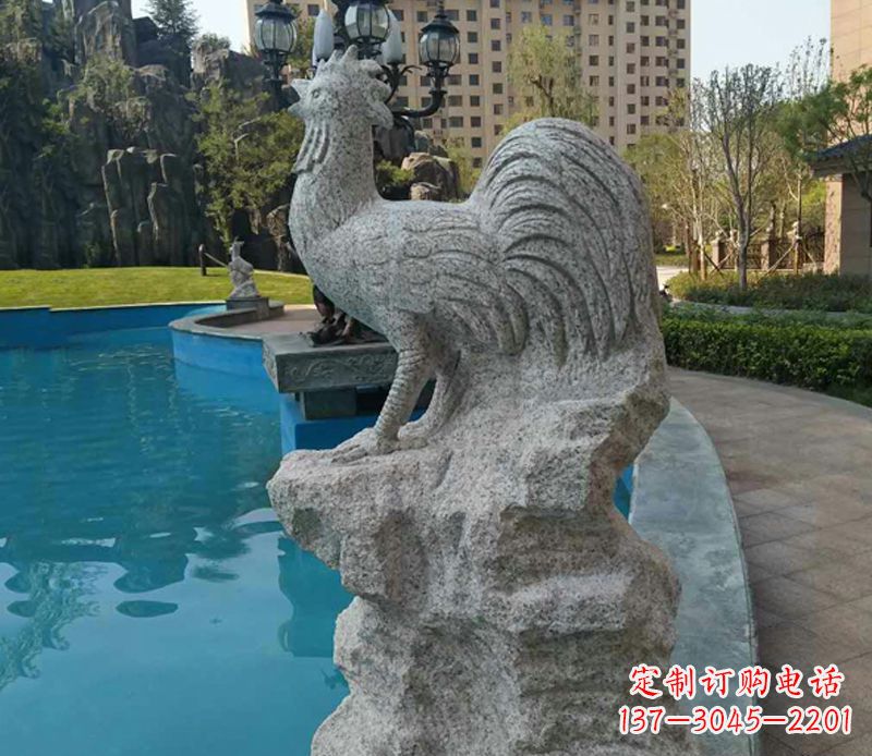 南阳小区十二生肖鸡动物石雕