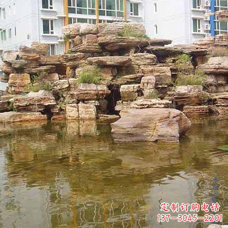 南阳小区庭院假山鱼池