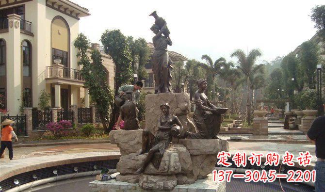 南阳小区西方美女喷泉人物铜雕