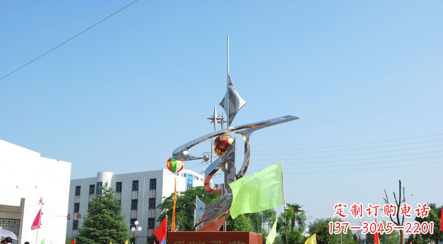 南阳校园不锈钢马踏飞燕地球雕塑