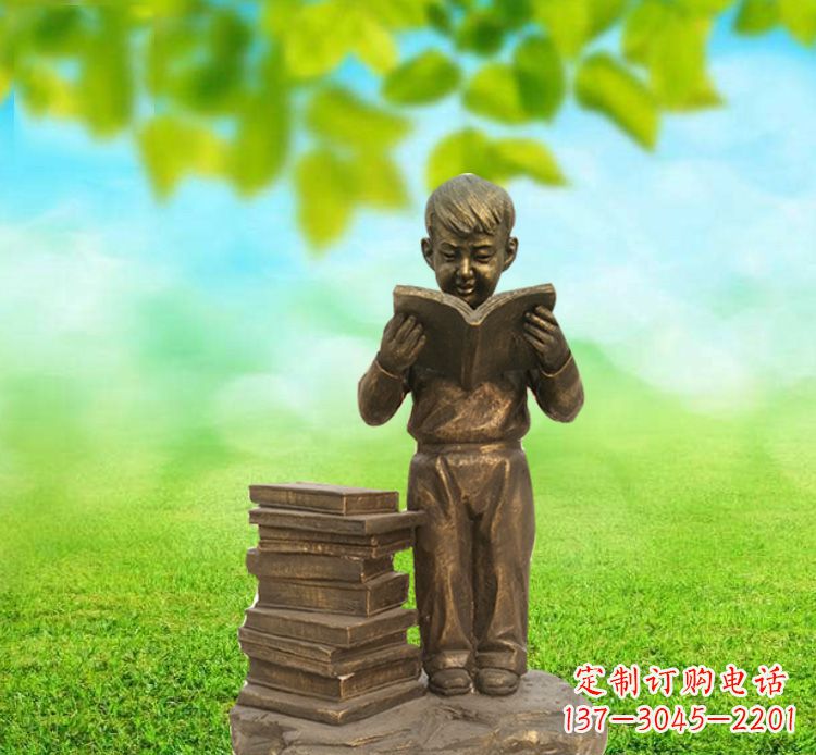 南阳校园读书的小男孩铜雕