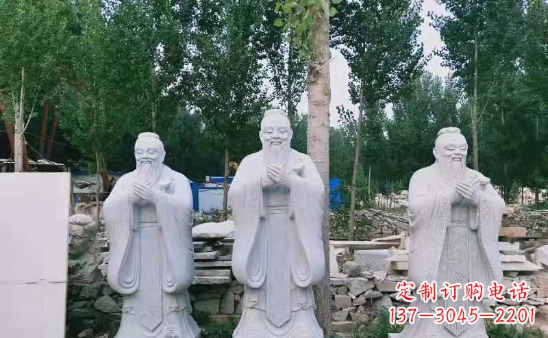 南阳校园古代名人伟人孔子石雕