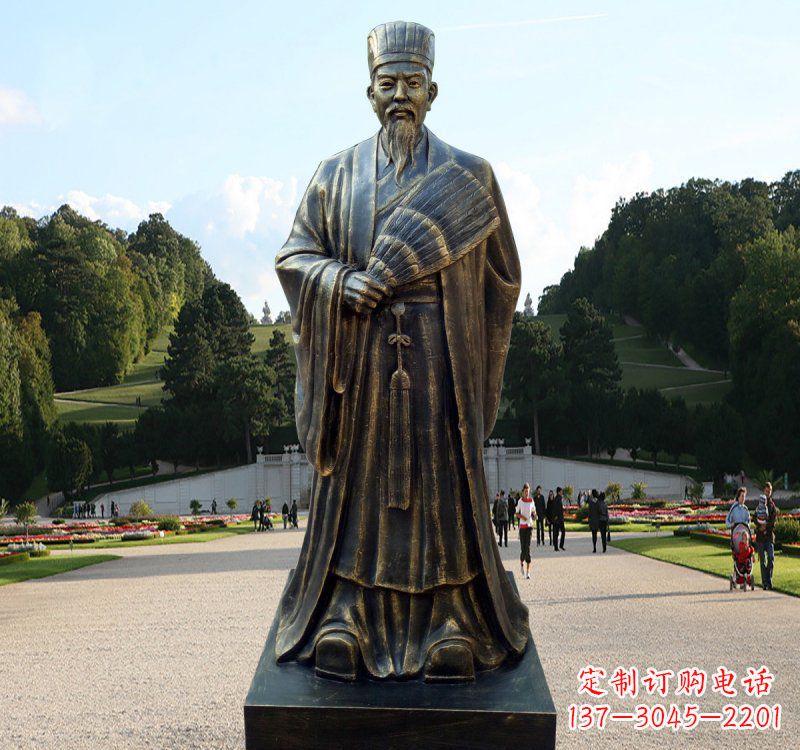 南阳校园古代名人诸葛亮铜雕