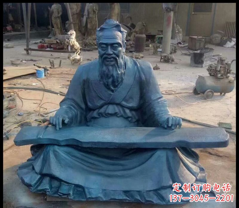 南阳校园孔子弹琴铜雕