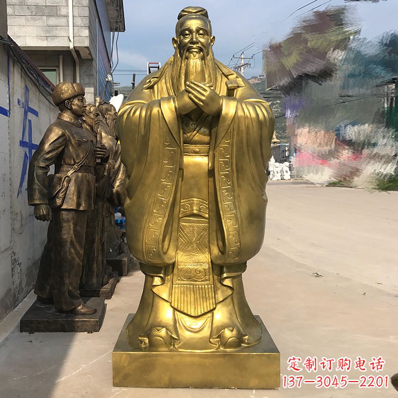 南阳校园孔子铜雕像