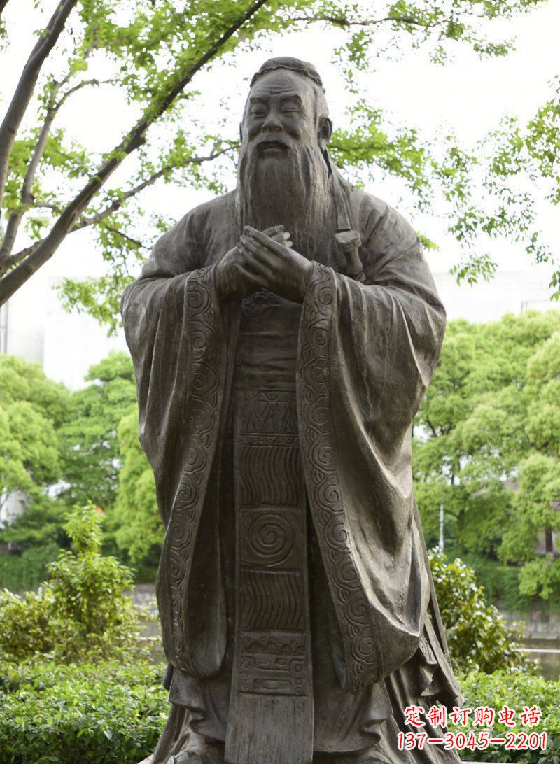 南阳校园孔子行教像铜雕 (2)