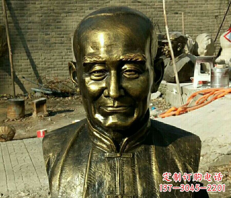 南阳校园名人叶圣陶胸像铜雕